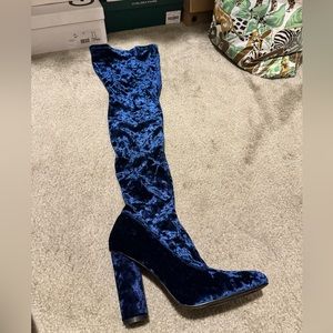 Cape Robbin blue velvet thigh high boots size 10 only worn twice